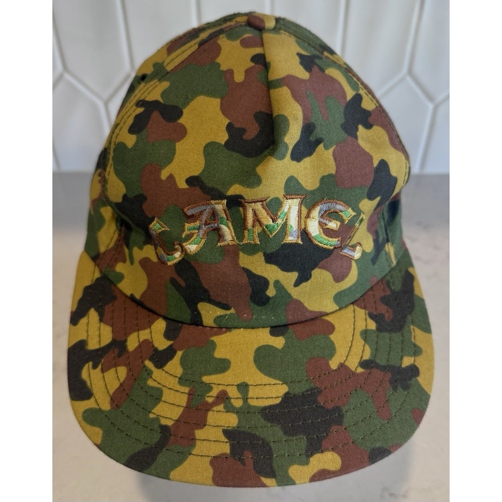 NOS Vintage Camel Camouflage Snapback Trucker Embroidered Hat Cap Made in USA